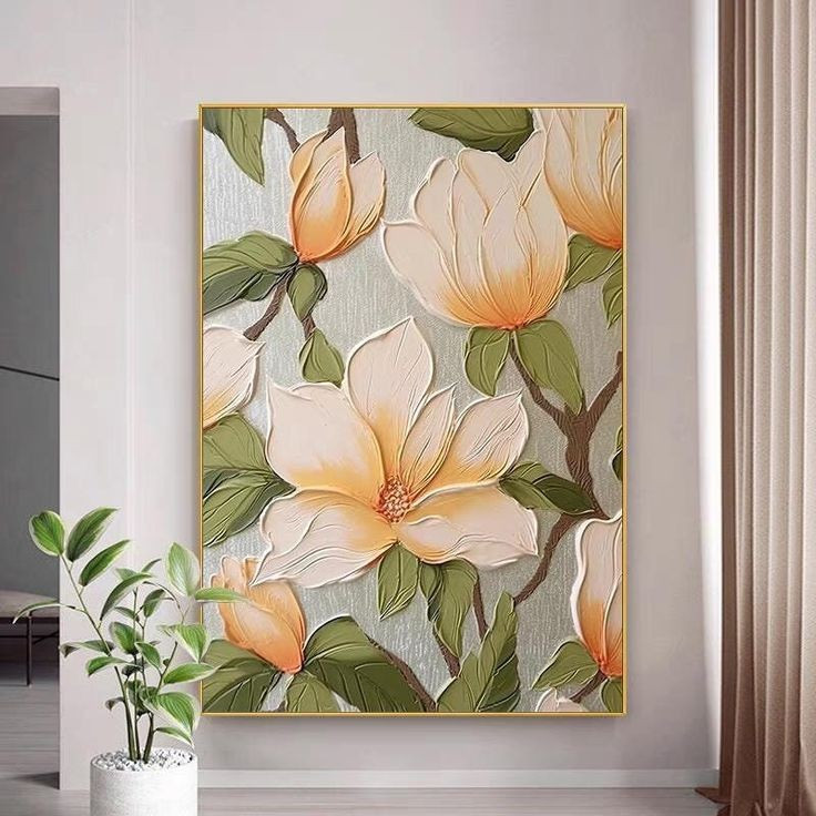 تابلو زنبق گلبهی نقش برجسته