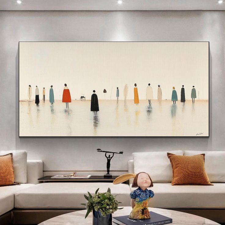 تابلو رنگ روغن مدرن آدمک ها ۱۴۰*۷۰ کد ۸۰۱