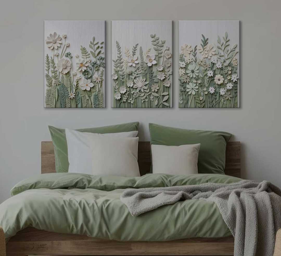 تابلو دکوراتیو سه تیکه نقش برجسته باغچه ۱۵۰*۷۰  کد ۶۳۷