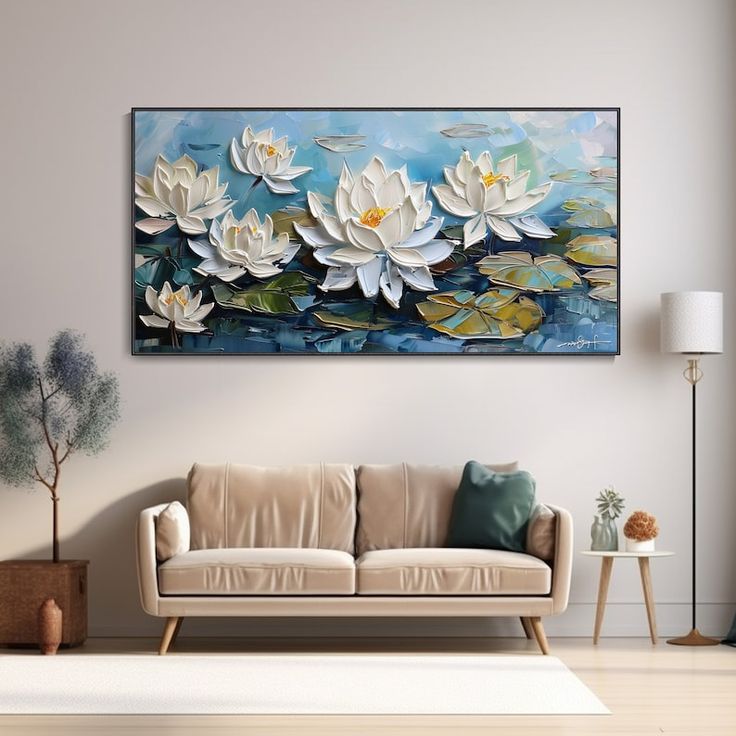 تابلو دکوراتیو نقش برجسته گل مرداب ۱۶۰*۸۰ کد ۰۸۱