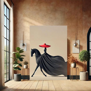 تابلو نقاشی رنگ روغن سوارکار هنر دست ۱۴۰*۱۰۰ کد ۵۹۹