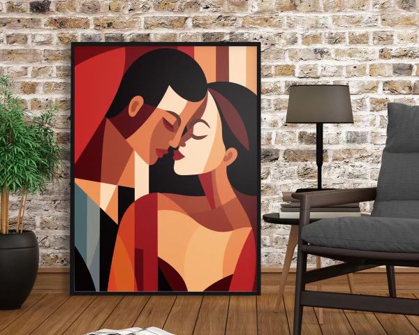 تابلو نقاشی رنگ روغن عشق ۱۲۰*۸۰ هنر دست کد ۱۳۳۳