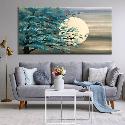 تابلو نقاشی رنگ روغن غروب ماه ۱۴۰*۷۰ کد ۱۸۰۶