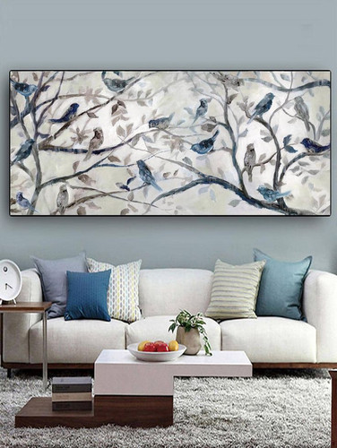 تابلو نقاشی رنگ روغن پرنده ۱۴۰*۷۰ کد ۳۰۵۴