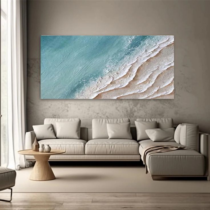 تابلو دکوراتیو نقش برجسته ساحل دریا 140*70 کد 2433